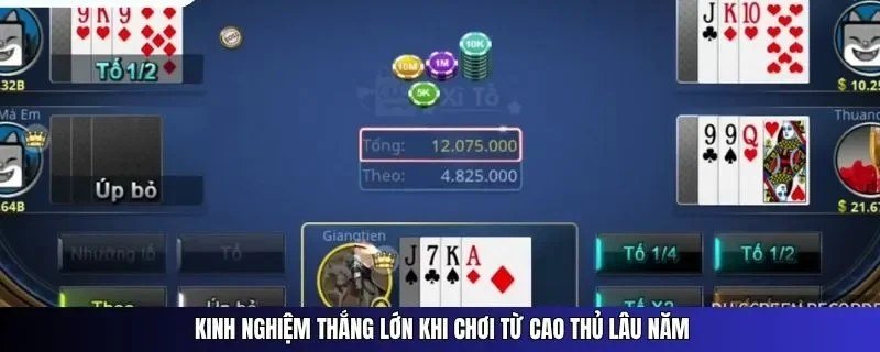 Các nút tố 1/4, tố 1/2 và úp bỏ theo luật xì tố online