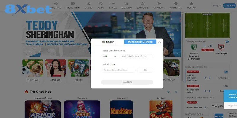 Giao diện phiên bản web trên màn hình desktop với đại sứ Teddy Sheringham