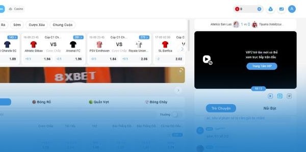 Giao diện 8Xbet sau khi nạp tiền điện tử thành công vào tài khoản