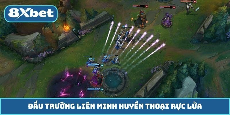 Giao tranh tổng giữa hai đội trên bản đồ Summoner's Rift trong trận LMHT chuyên nghiệp