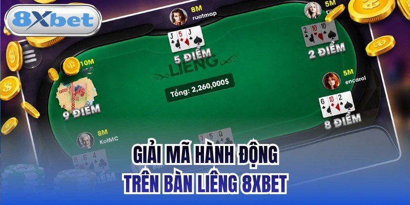 Bàn liêng hiển thị điểm bài của từng người chơi sau khi lật bài
