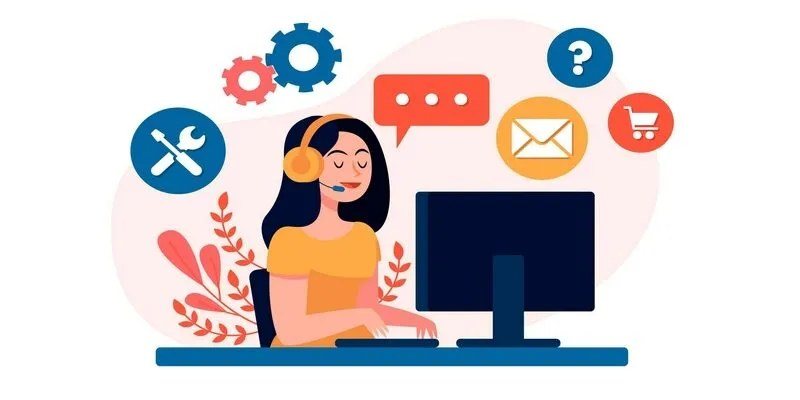 Nhân viên chăm sóc khách hàng tiếp nhận yêu cầu qua chat và email